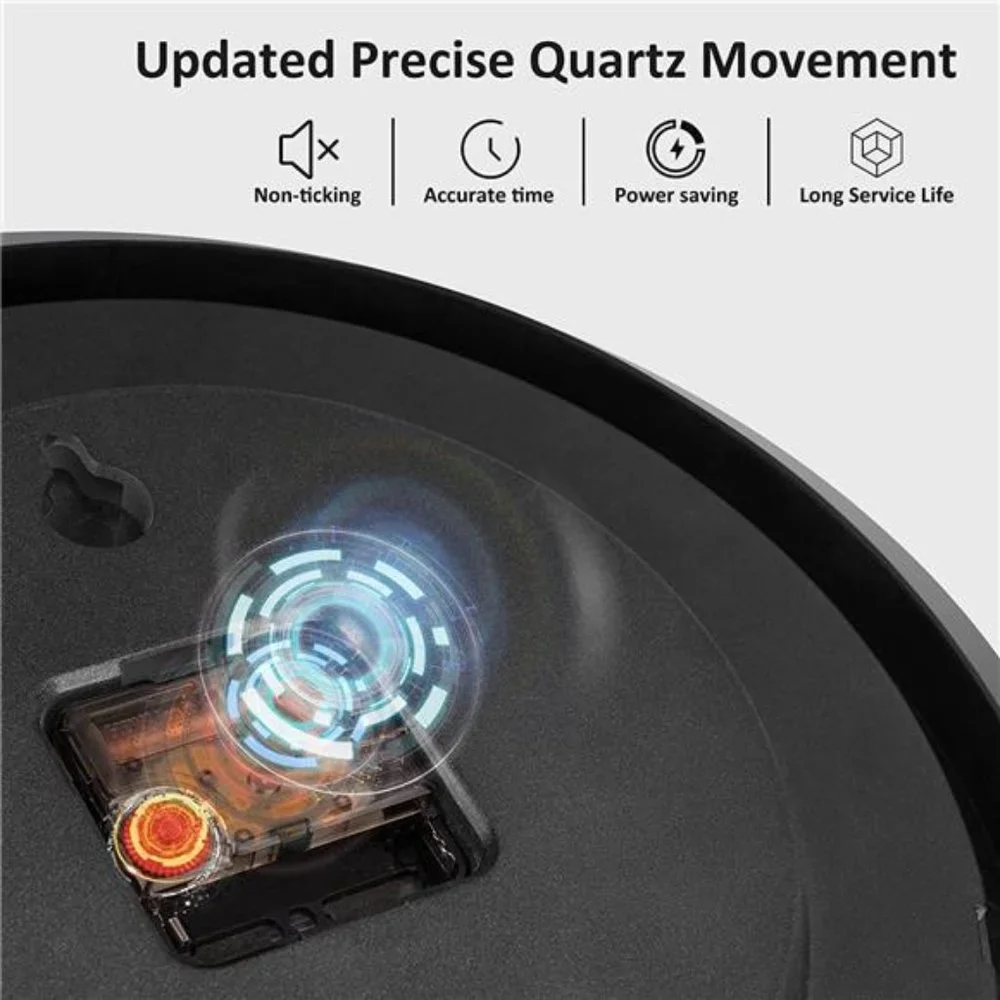 2 Pack Silent Wall Clock, 10 Inch Non Ticking Quiet Digital Sweep Decorative
